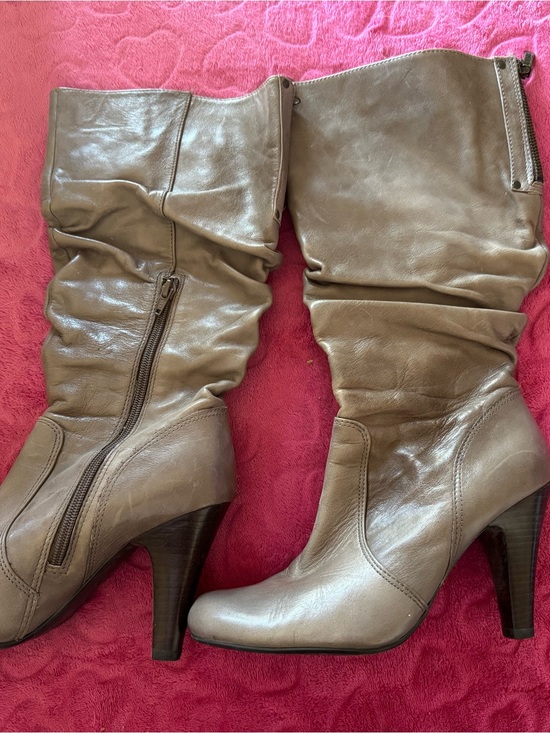 Guess Shoes - Guess Taupe Slouch Knee-High Heeled Boots